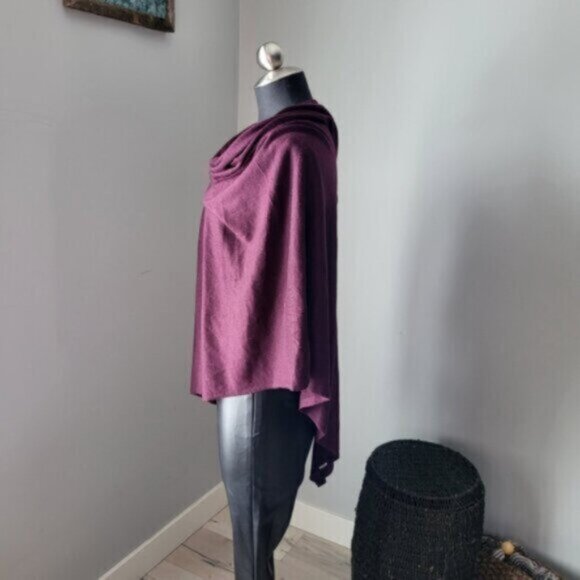 Echo Purple Poncho Sweater One Sz Burgundy Wine - Picture 7 of 9